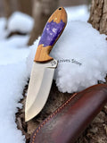 Hunting Knife – Handmade D2 Steel Blade with epoxy resin & Olivewood Handle